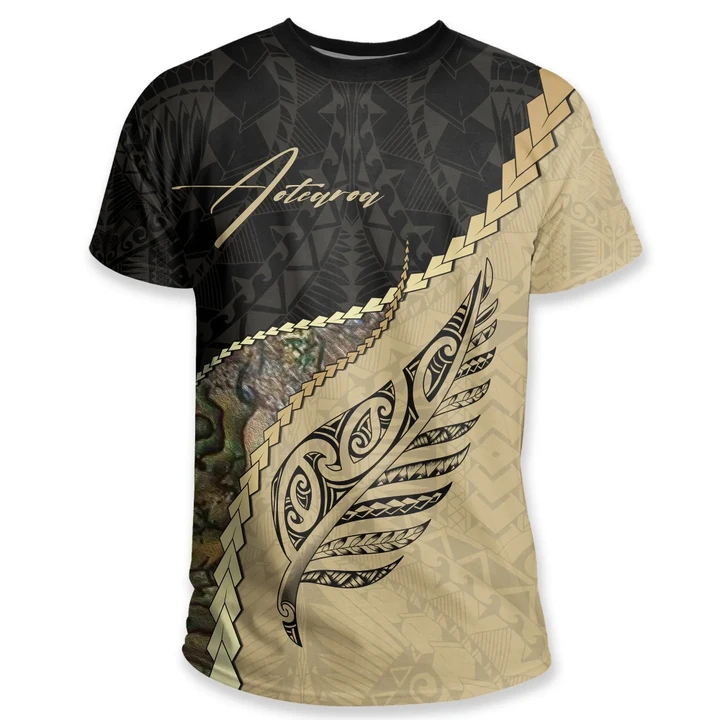 Maori Silver Fern T Shirt, Paua Shell Shirt - Signatrue K5 - 1st New Zealand