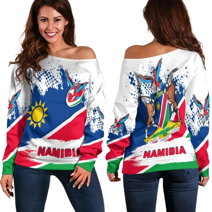 Rugbylife Namibia Women Off Shoulder Sweater Special Flag Style