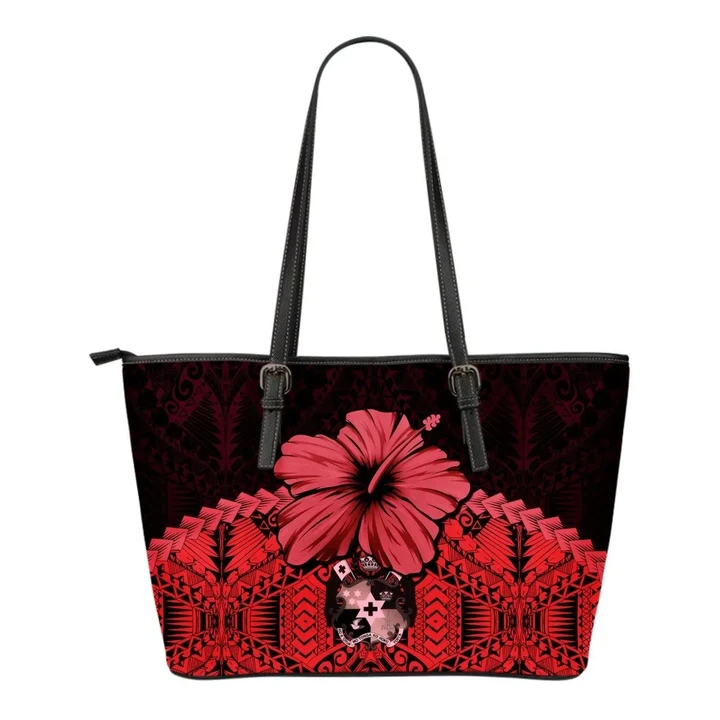 Tonga Small Leather Tote - Hibiscus (Red) A02