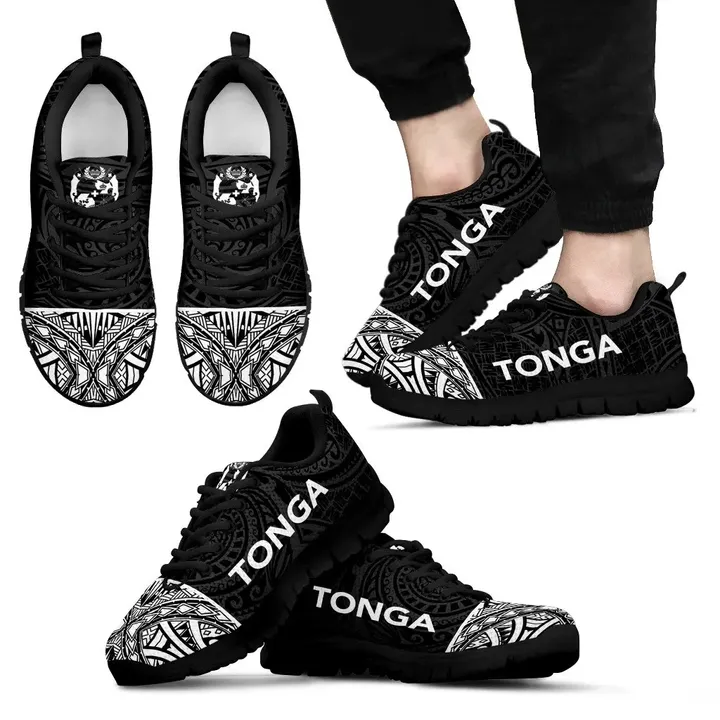 Tonga Sneakers - Polynesian Black Style - Bn09 | 1sttheworld.com