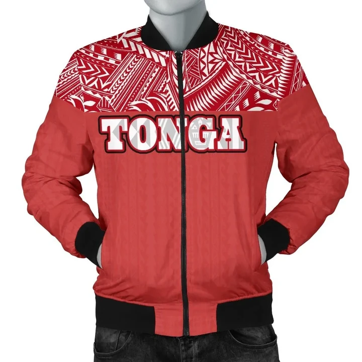 Tonga Men's Bomber Jacket - Polynesian Design Front
