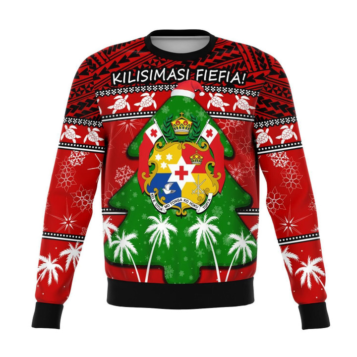 Tonga Sweatshirt Christmas Tree front | Clothing | Love Tonga