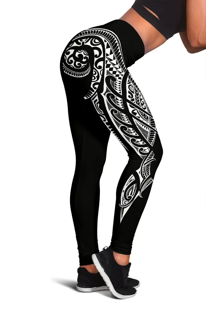 Tonga State Tattoo Swirly White Polynesian Women's Leggings