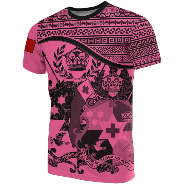 Tonga Pink Coat Of Arms T-Shirt | High Quality | Hot Sale