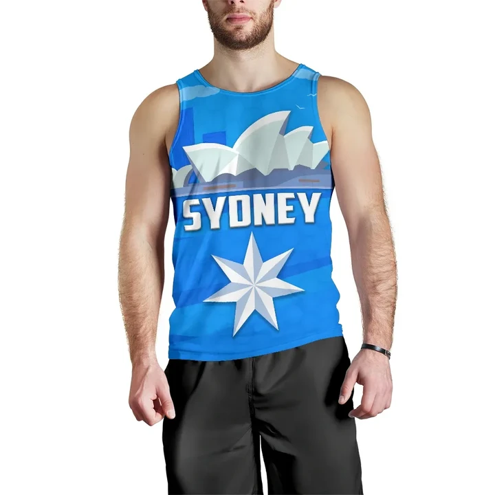 Sydney Sky Blue Men Tank Top K4