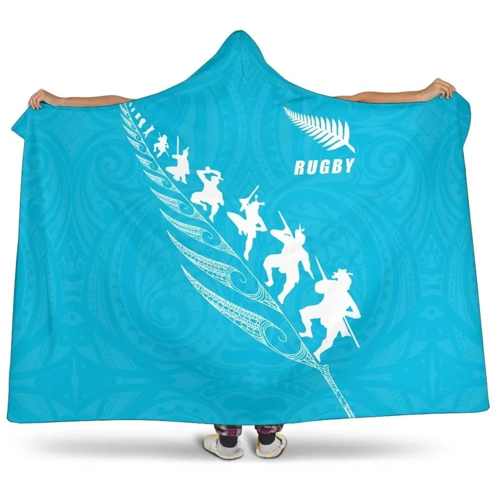 New Zealand Haka Fern Rugby Hooded Blanket K4 - 1st New Zealand