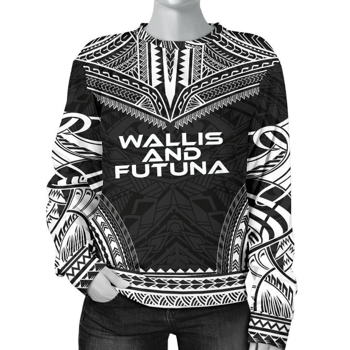 Wallis And Futuna Women's Sweater - Polynesian Chief Black Version