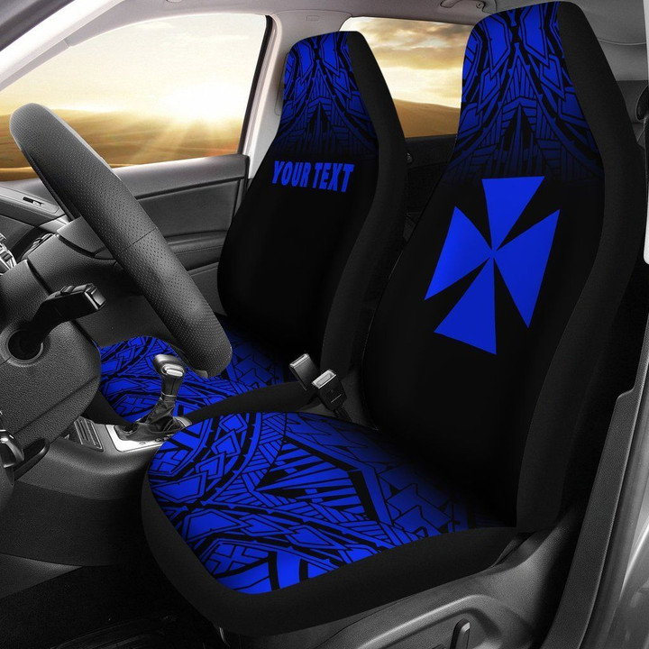 Wallis and Futuna Polynesian Custom Personalised Car Seat Covers - Blue Fog