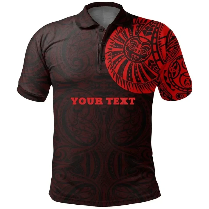 Maori Polo Shirt, Maori Warrior Tattoo Golf Shirts Red - Customized A75 - 1st New Zealand