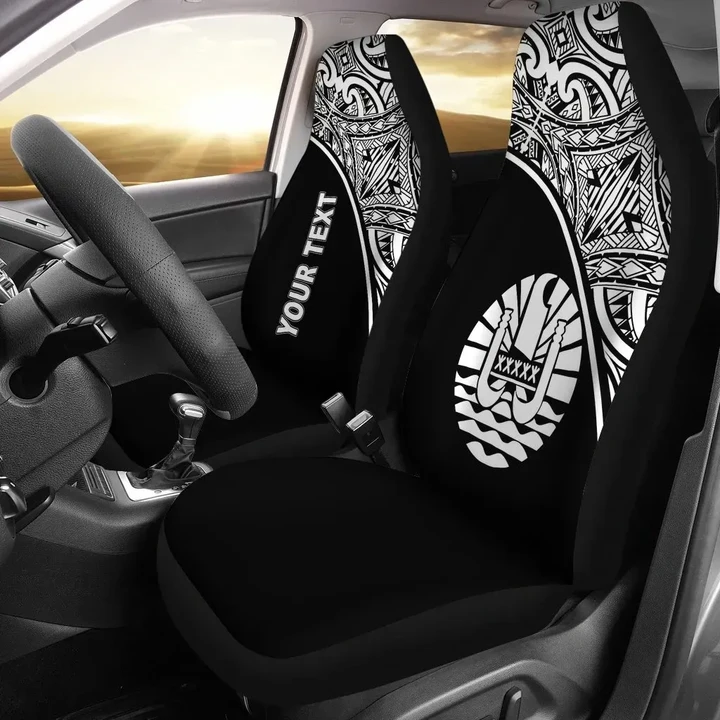 Tahiti Polynesian Custom Personalised Car Seat Covers - Black Curve