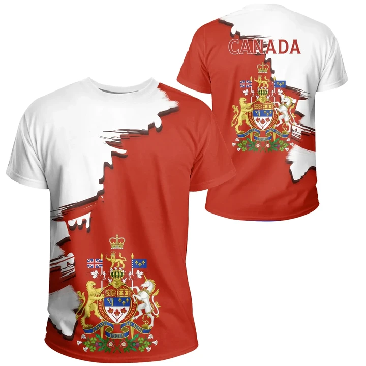 Canada Coat Of Arms Unique T-Shirt - Scratch Style - J5