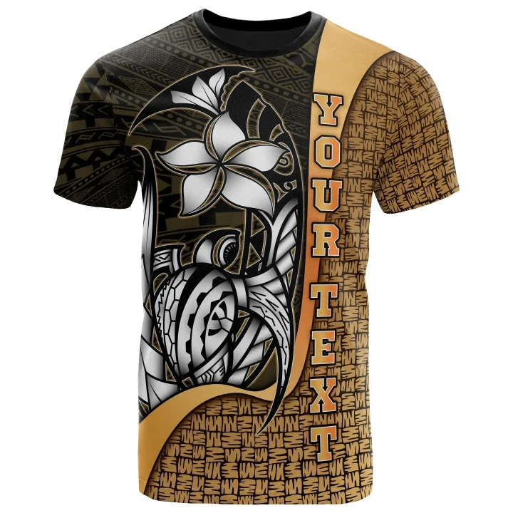 Wallis and Futuna Polynesian Custom Personalised T-Shirt Gold - Turtle with Hook