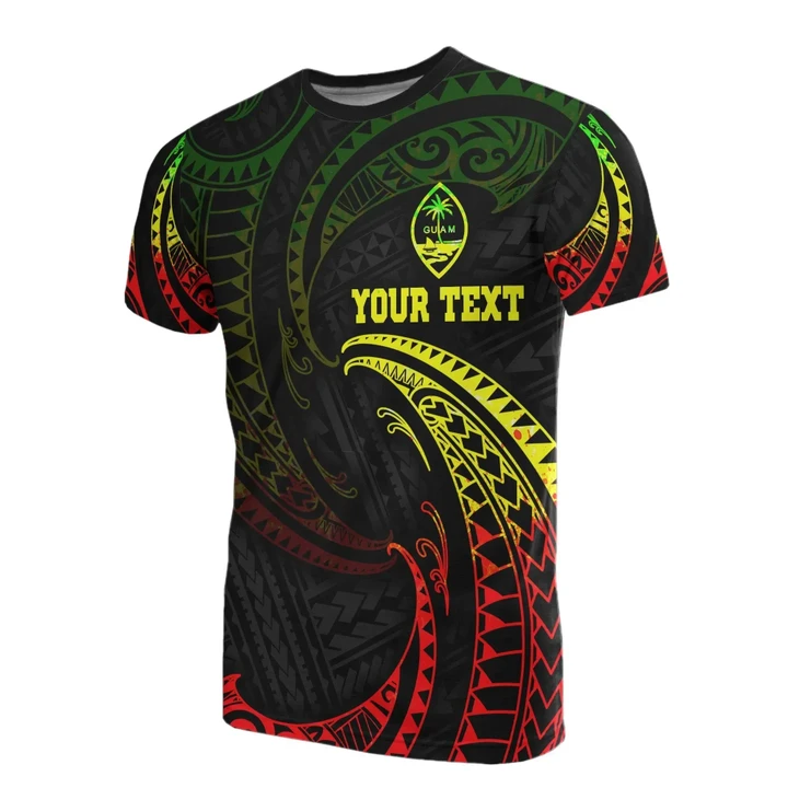 Guam Polynesian Custom Personalised T-Shirt - Reggae Tribal Wave