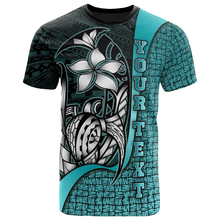 Wallis and Futuna Polynesian Custom Personalised T-Shirt Turquoise - Turtle with Hook