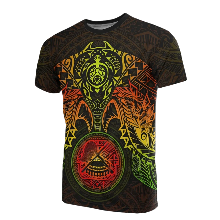 American Samoa Polynesian T-shirt - Reggae Turtle Manta Ray