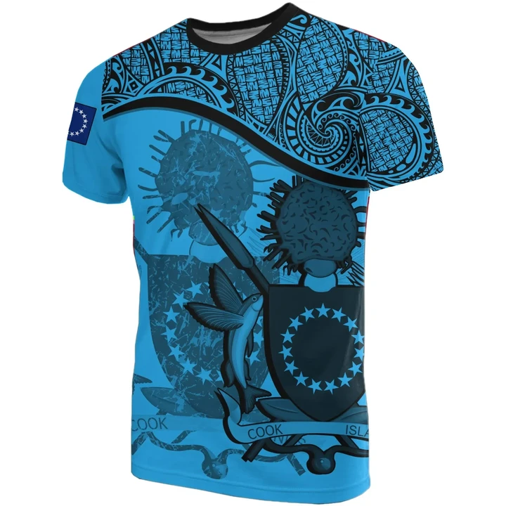 Cook islands Blue Coat Of Arms T-Shirt A02