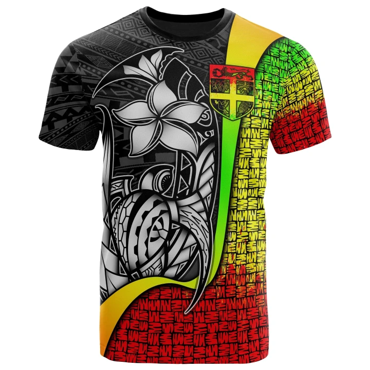 Fiji Polynesian T-Shirt Reggae - Turtle with Hook - BN11