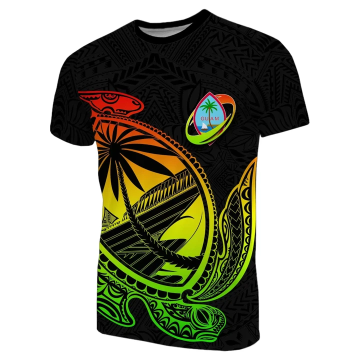 Guam T-Shirt Rugby Version Turtle Polynesian Rasta