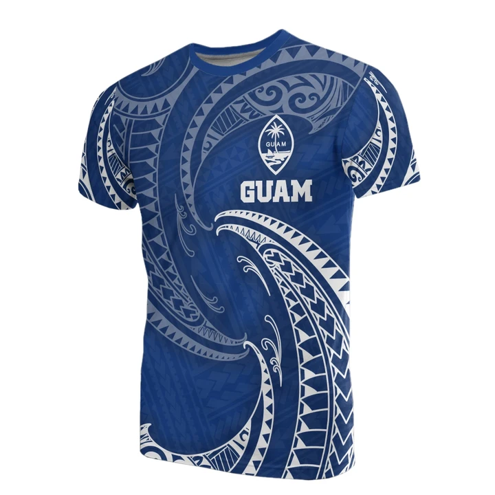 Guam Polynesian T-Shirt - Blue Tribal Wave