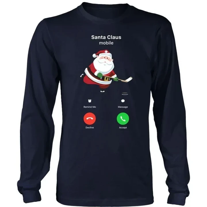 Canadas Santa Is Calling T-Shirt C1 District Long Sleeve Shirt / Navy S T-Shirts