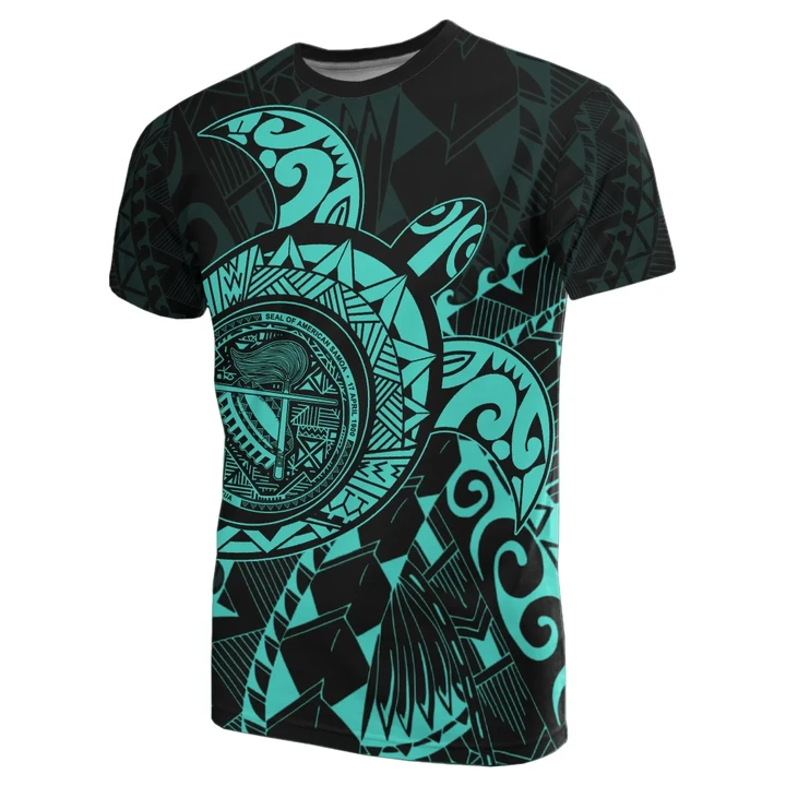 American Samoa T-shirt - Turquoise - Turtle Style J9