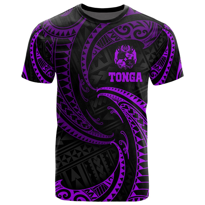 Tonga Polynesian All Over T-Shirt - Purple Tribal Wave