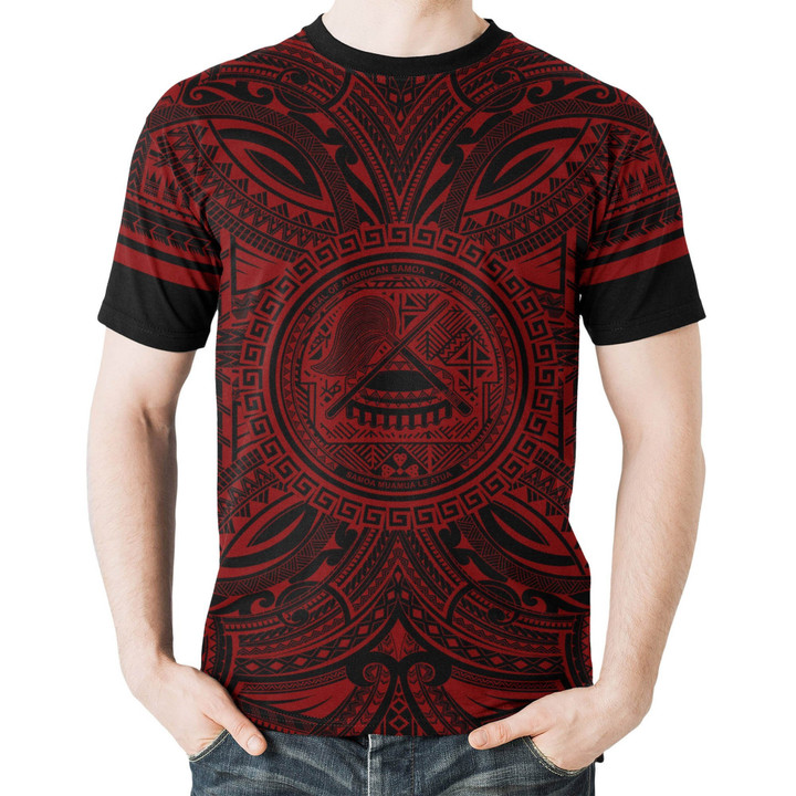 American Samoa All T-Shirt - American Samoa Coat Of Arms Polynesian Red Black Bn10