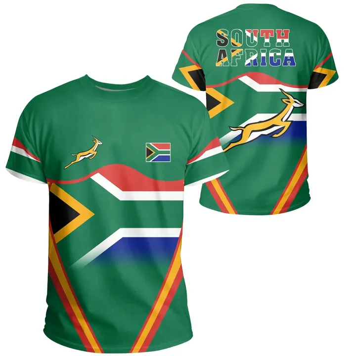 South Africa Flag Springboks T-shirt Line Sport