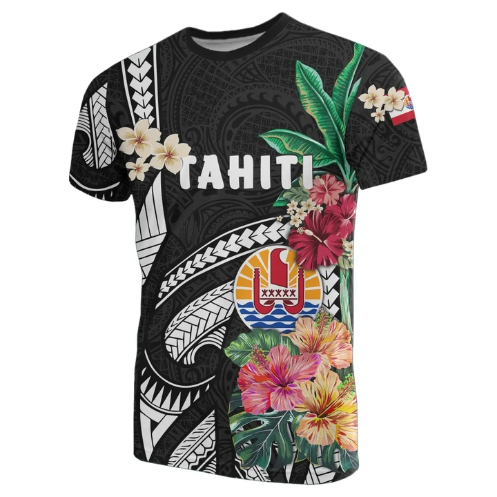 Tahiti T-Shirt Tahitian Polynesian Coat Of Arms Hibiscus