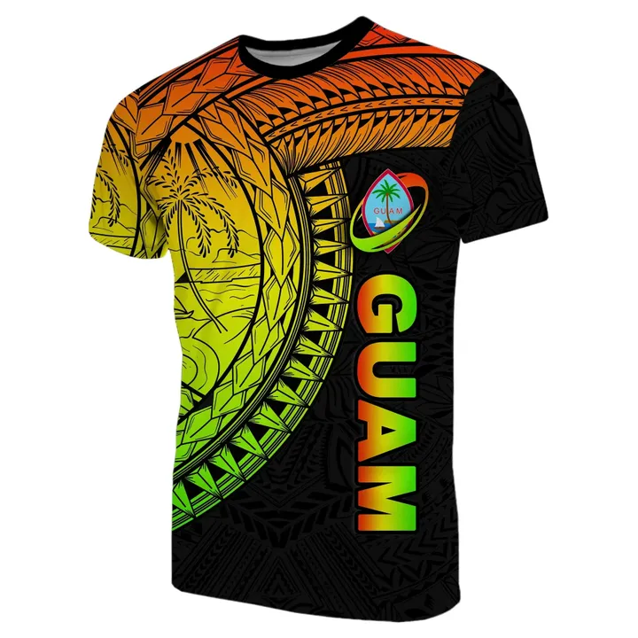 Guam T-Shirt Rugby Version Coat Of Arms Polynesian Rasta TH4