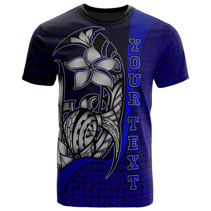 Wallis and Futuna Polynesian Custom Personalised T-Shirt Blue - Turtle with Hook