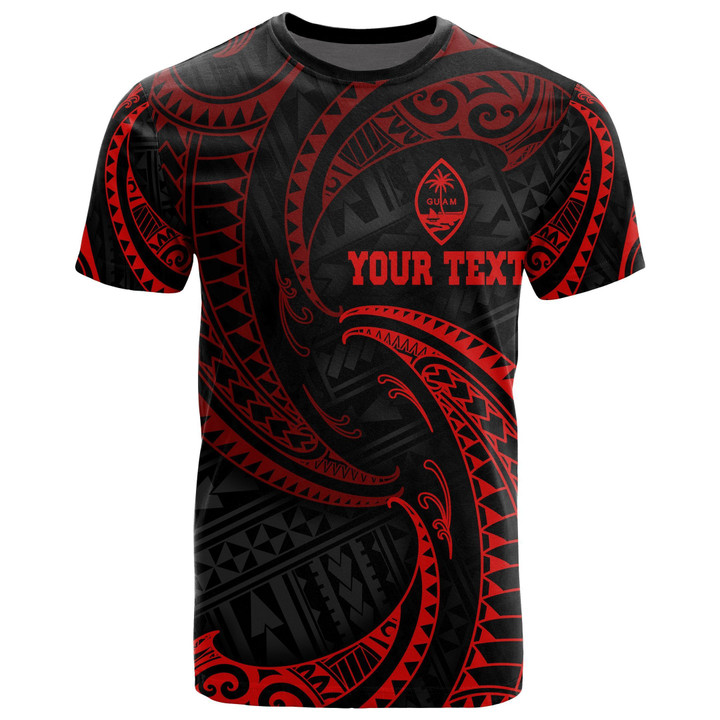 Guam Polynesian Custom Personalised T-Shirt - Red Tribal Wave