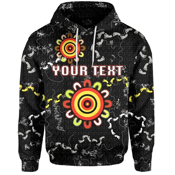 (Custom Personalised) All Stars Hoodie Black Indigenous Front | Rugbylife.co