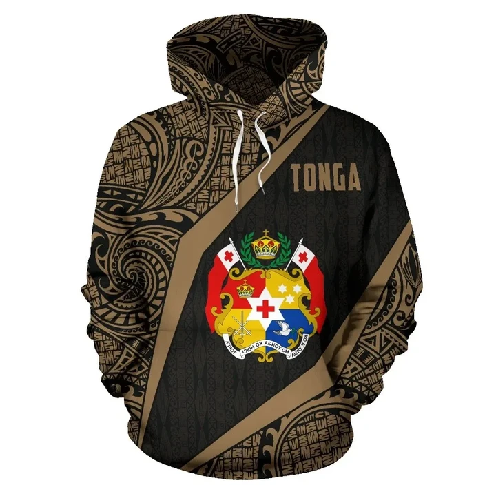 Tonga Polynesian Hoodie Coat Of Arms-Gold
