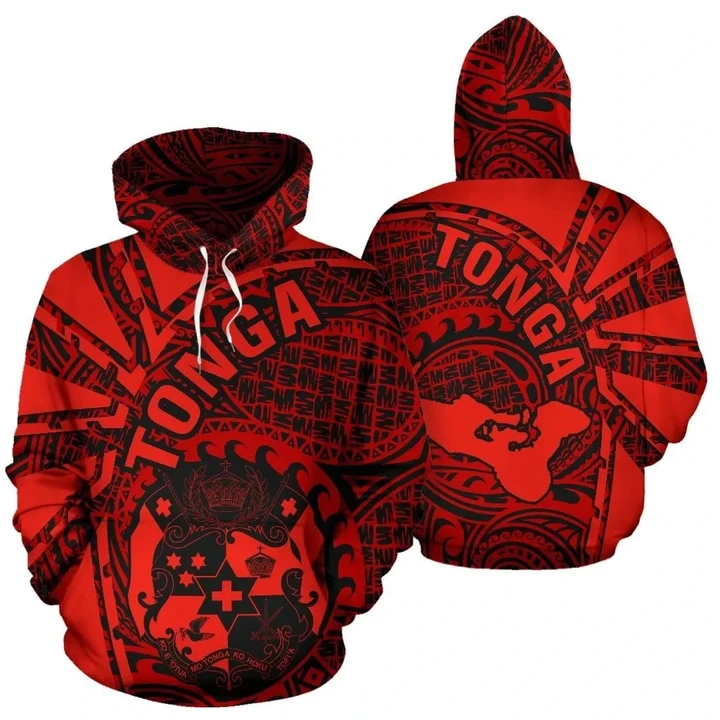 Tonga Hoodie Polynesia - Tornado Style (Red)