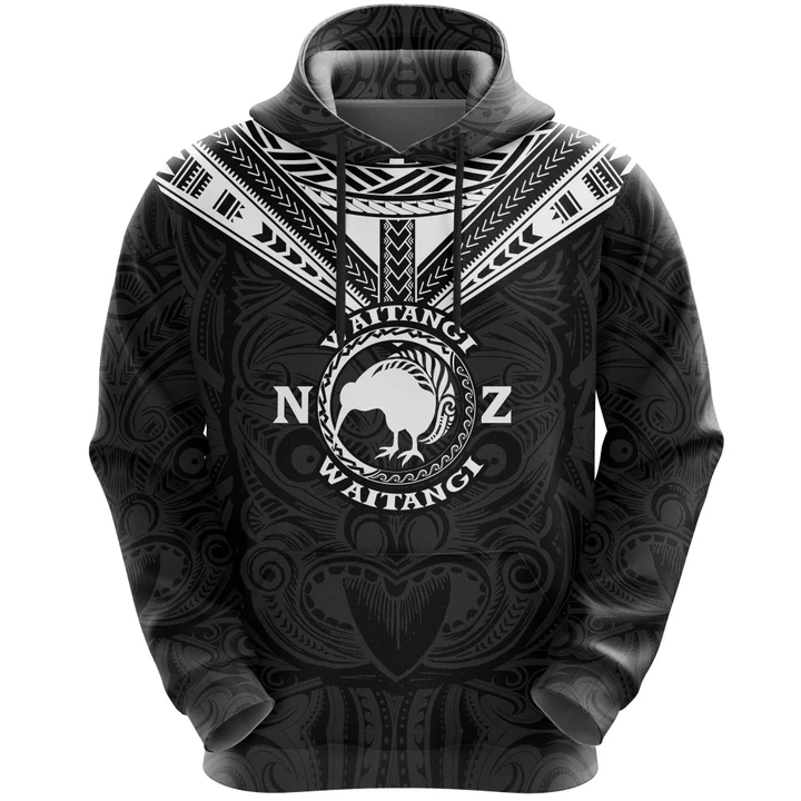 New Zealand Maori Hoodie Waitangi Day - Black K54 - 1st New Zealand