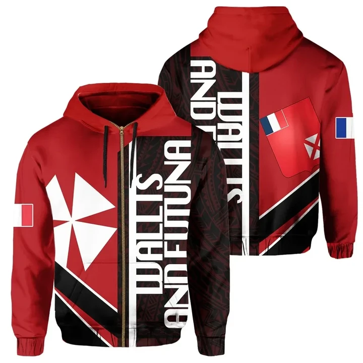Wallis And Futuna Half Concept Allover Zip Hoodie | Clothing | rugbylife