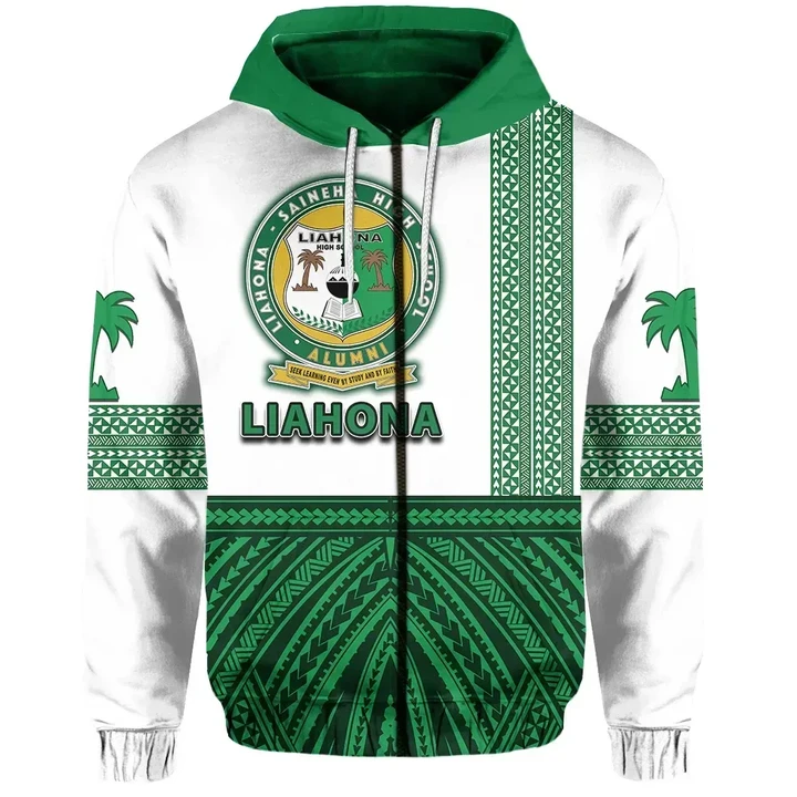 (Custom Personalised)Tonga Liahona High School Zip Hoodie Polynesian Style TH4