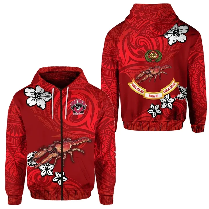 Rewa Rugby Union Fiji Zip Hoodie Unique Vibes - Full Red