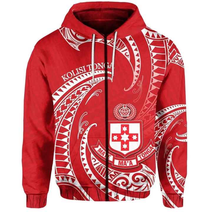 (Custom Personalised) Kolisi Tonga Zip-Hoodie Special Polynesian