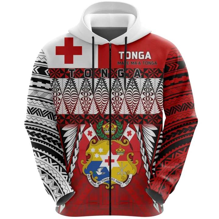 Tonga Zip-UP Hoodie - Mate Ma'a Tonga - Rugby Style