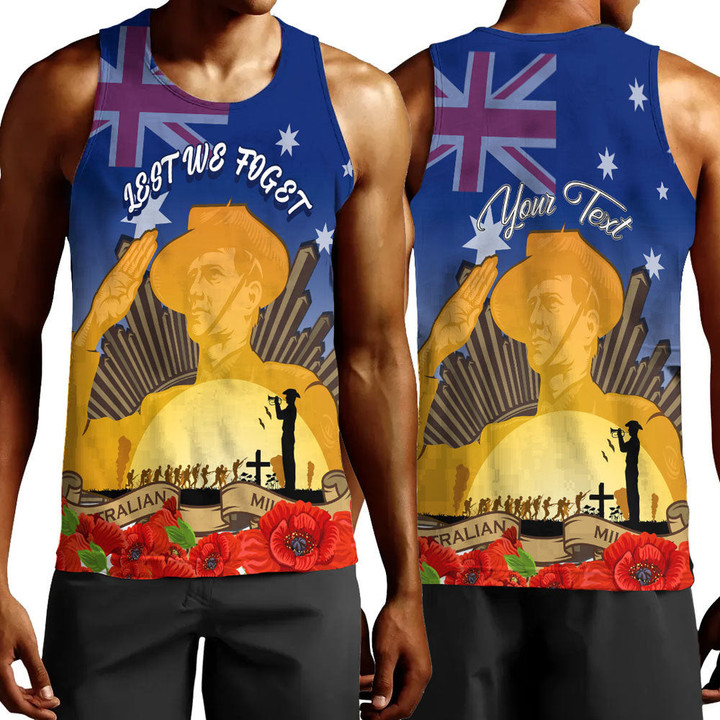 Rugbylife Clothing - (Custom) Australia Anzac Day Soldier Salute Men Tank Top | Rugbylife.co
