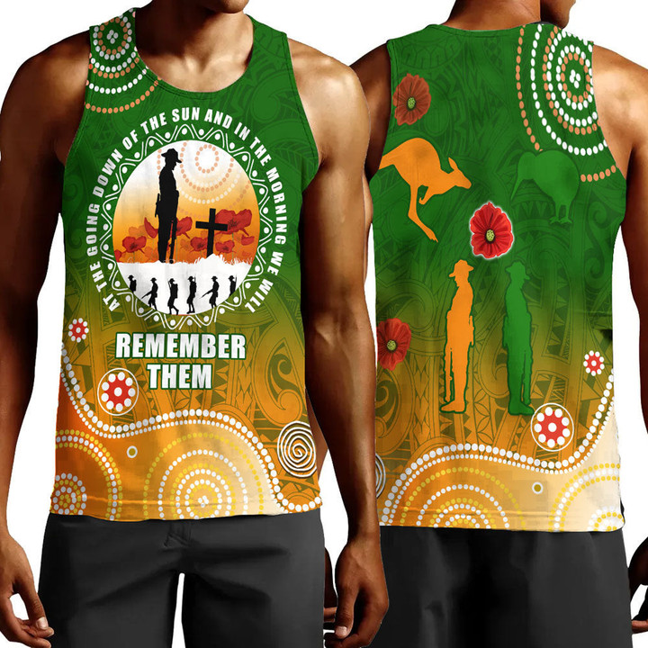Rugbylife Clothing - Anzac New Zealand Maori - Australia Indigenous Men Tank Top | Rugbylife.co
