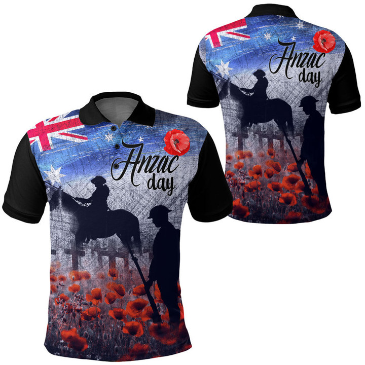 Anzac Day Lest We Forget Vintage Poppies Polo Shirt