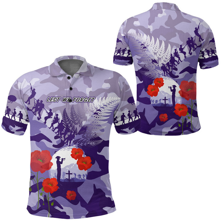 New Zealand Anzac Fern And Camouflage Polo Shirt