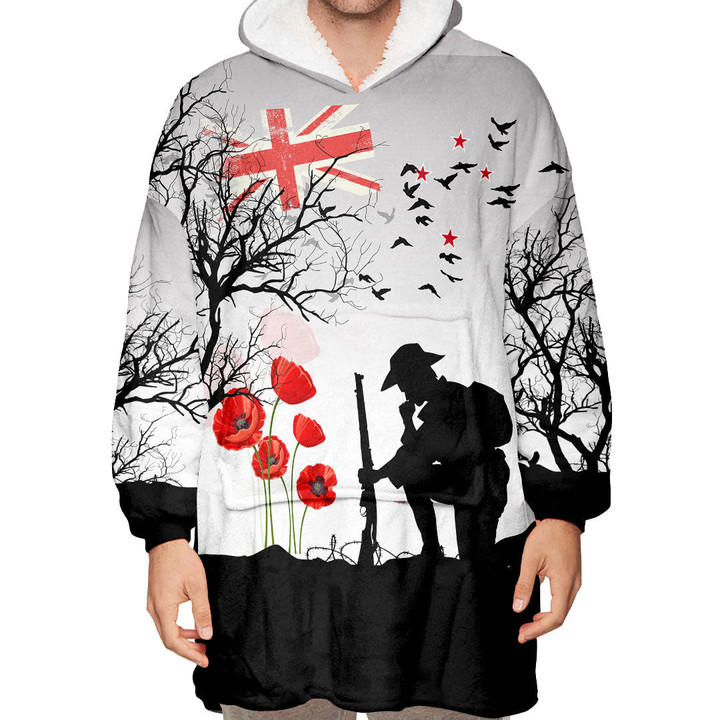 New Zealand Anzac Lest We Forget Remebrance Day White Oodie Blanket Hoodie | Rugbylife.co
