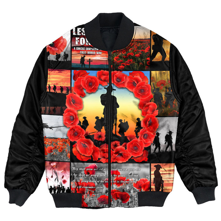 Anzac Day Lest We Forget Banner Bomber Jacket | Rugbylife.co
