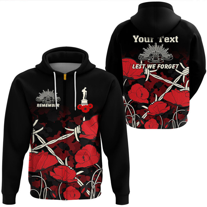 (Custom) Anzac Day Camouflage Poppy & Barbed Wire Hoodie  | Rugbylife.co
