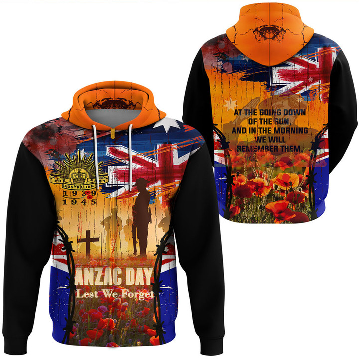 Anzac Day World War II Commemoration 39 - 45 Hoodie  | Rugbylife.co
