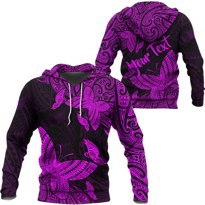 RugbyLife Hoodie - (Custom) Polynesian Tattoo Style Butterfly Special Version - Pink Version A7 | RugbyLife